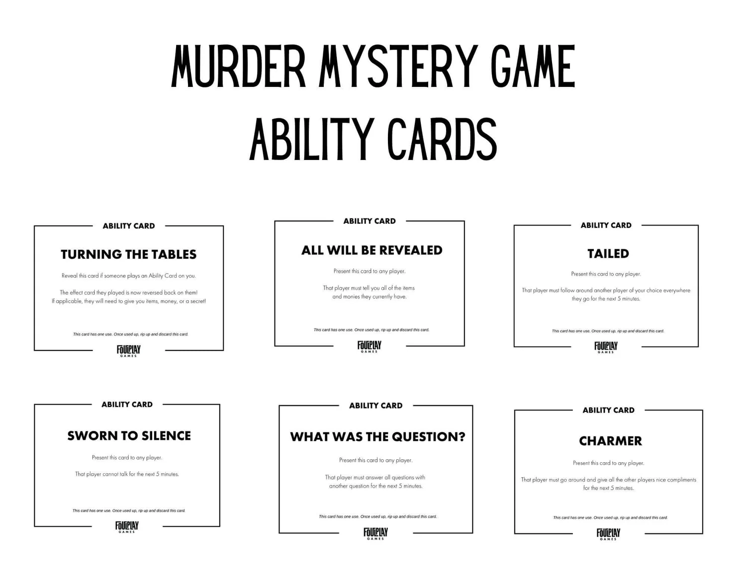 Game Ability Cards