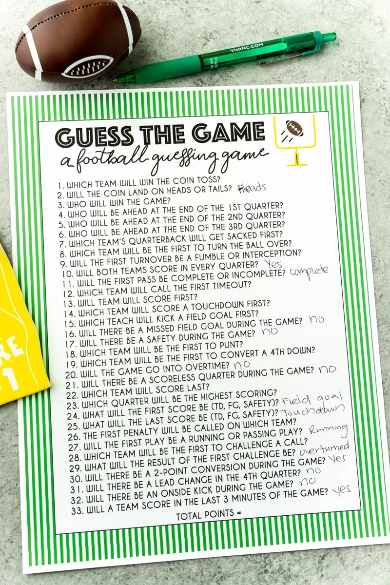 Game Day Party Ideas Printables