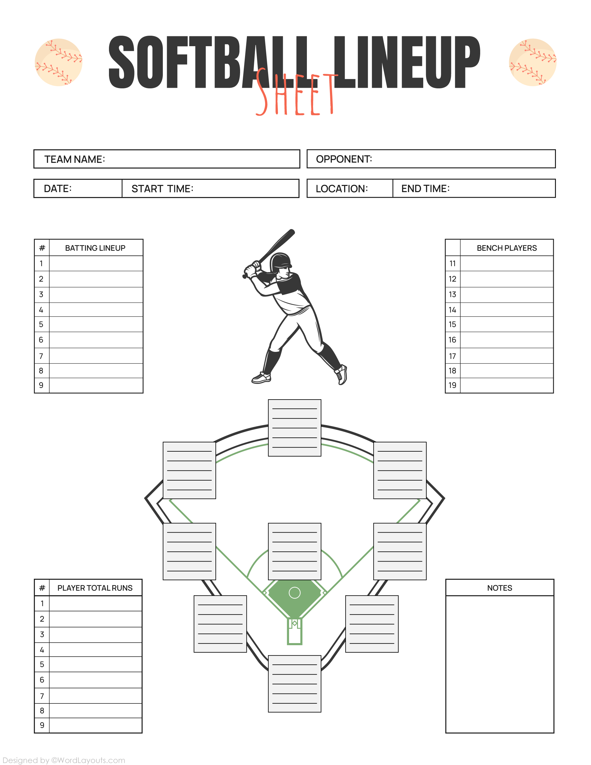 Game Day Softball Lineup Card Template Game Day Softball Lineup Card Template