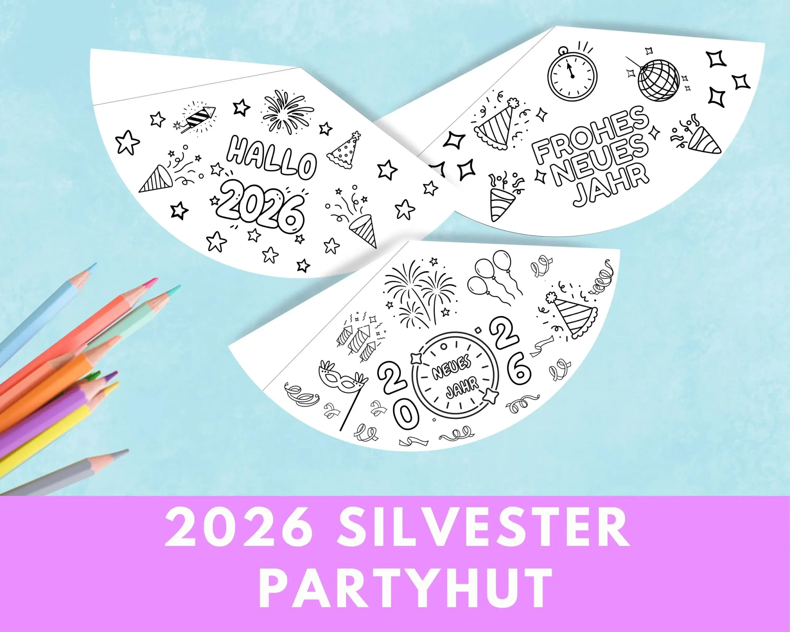 free printable new years hats 2026