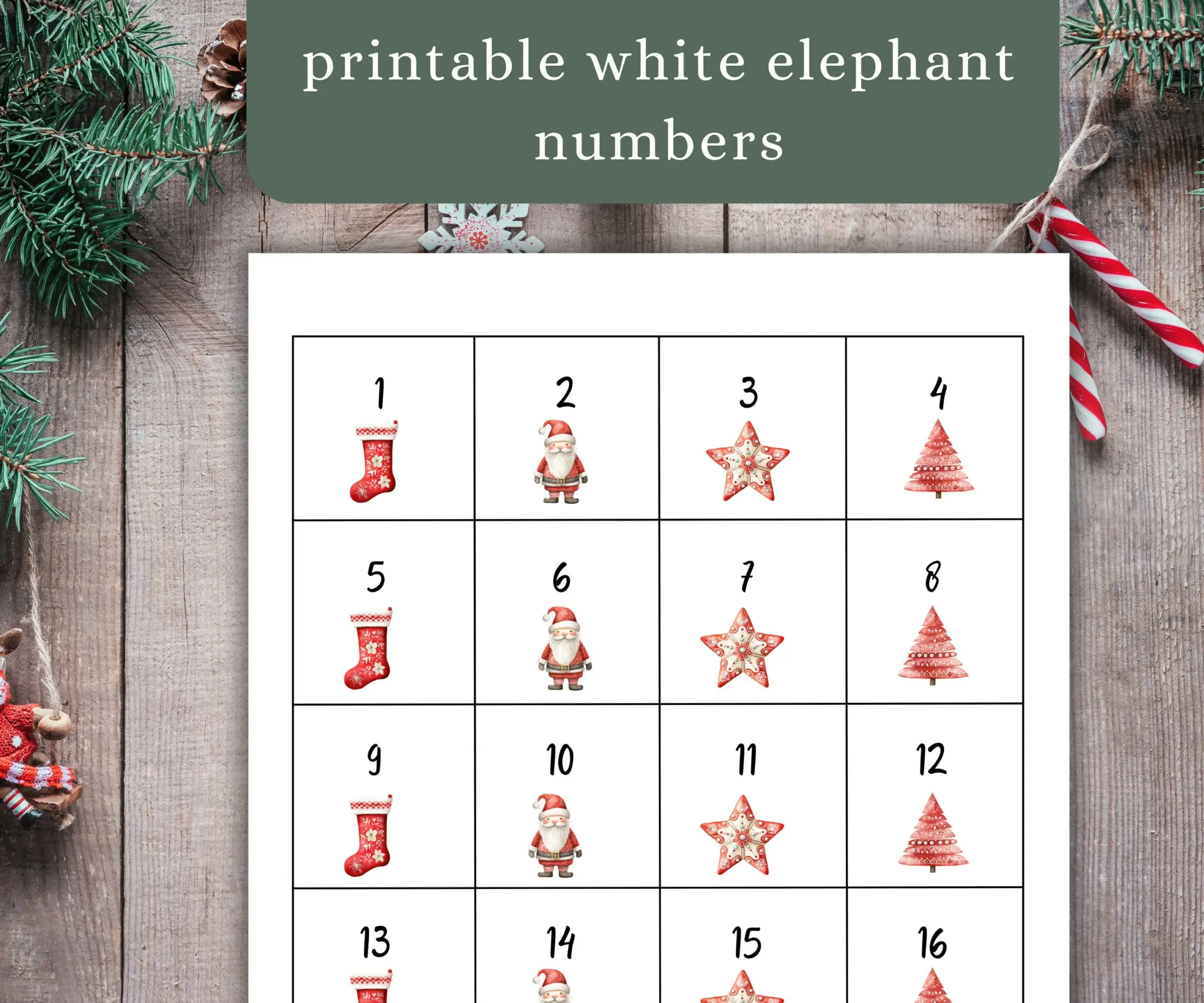 Gift Exchange Numbers Yankee Swap White
