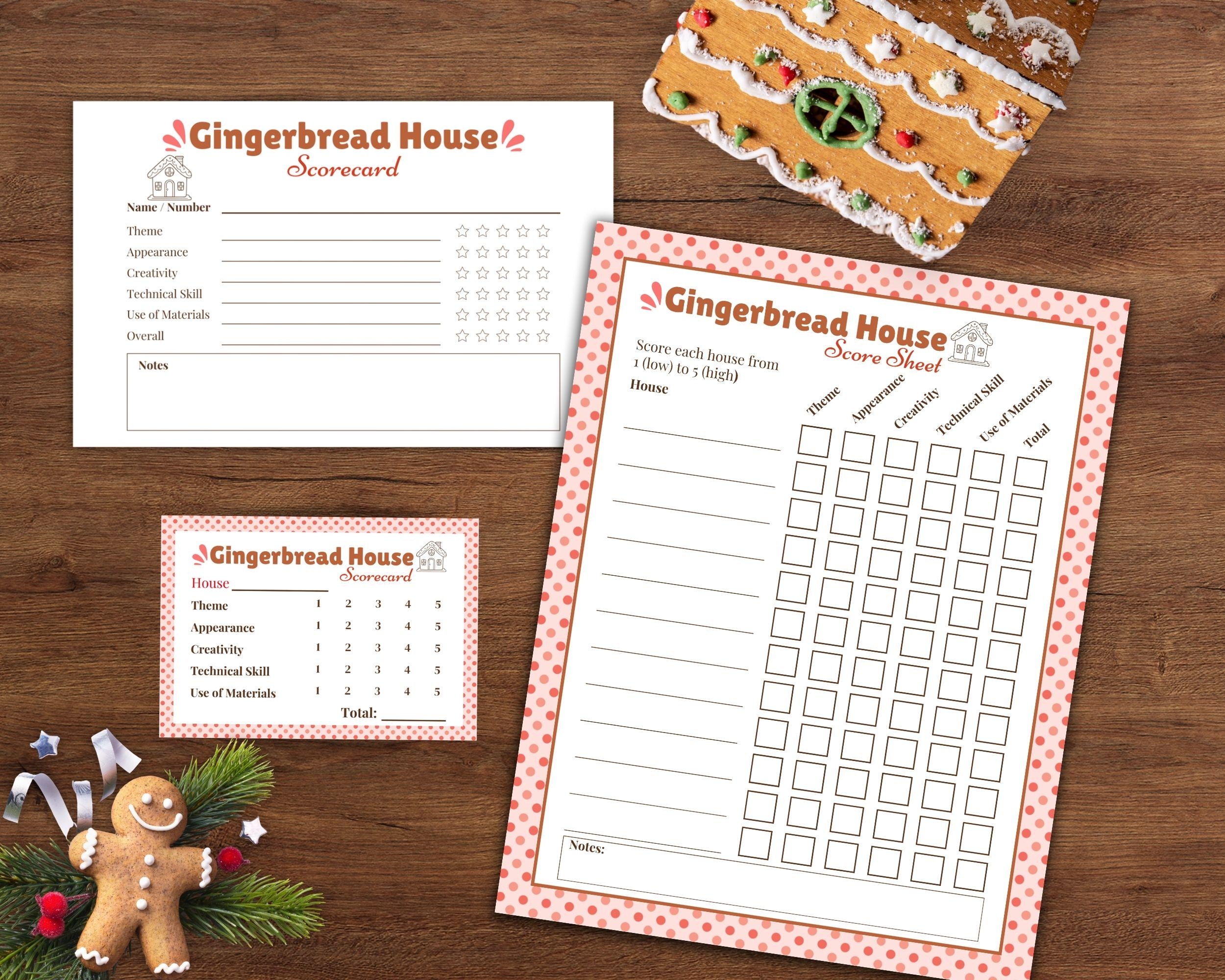 Gingerbread House Contest Scorecards