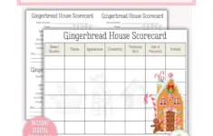 Gingerbread House Scorecard Printable