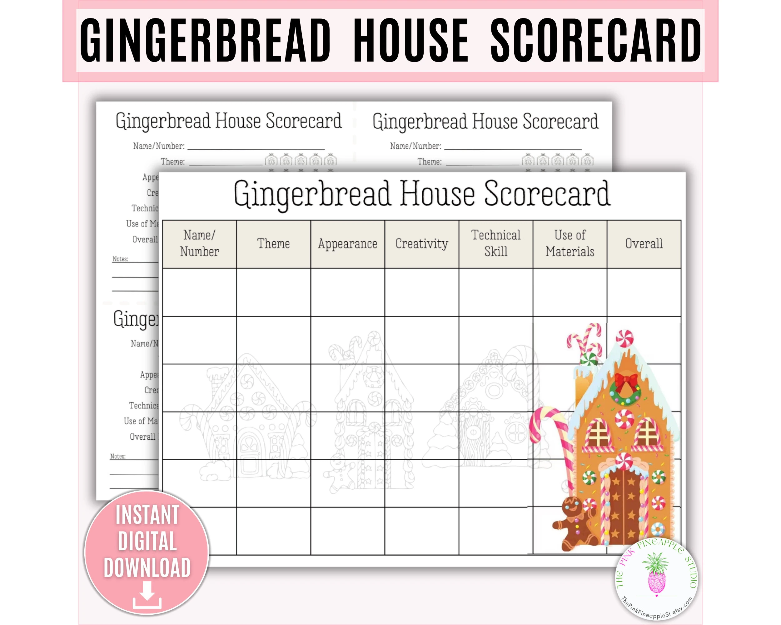 Gingerbread House Scorecard Printable
