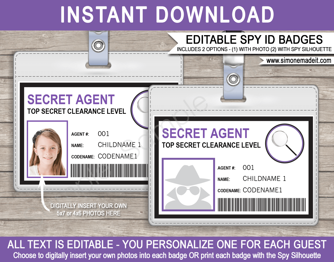 Girls Secret Agent Badge Template