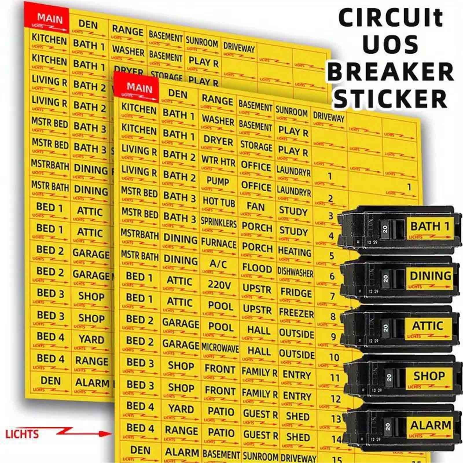 Giunmcul 65 Circuit Breaker Labels 2PCS Water Proof Breaker Box Labels Self Adhesive Breaker Panel Labels Easy Read Electrical Panel Labels Directory