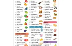 GLUTEN FREE FOOD CHART Poster Nutrition Sheet Low Carb Food List Poster