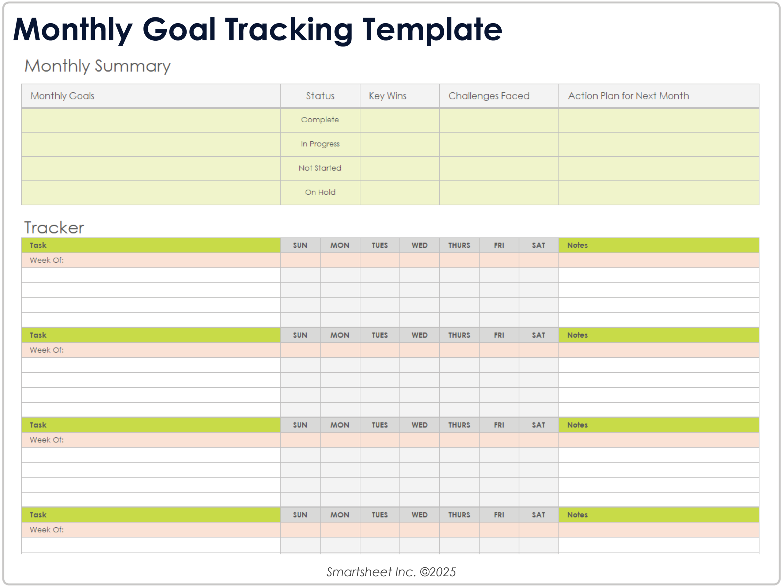 Goal Tracking Setting Templates