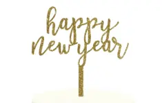 Gold Glitter Happy New Year Acrylic Cake Topper