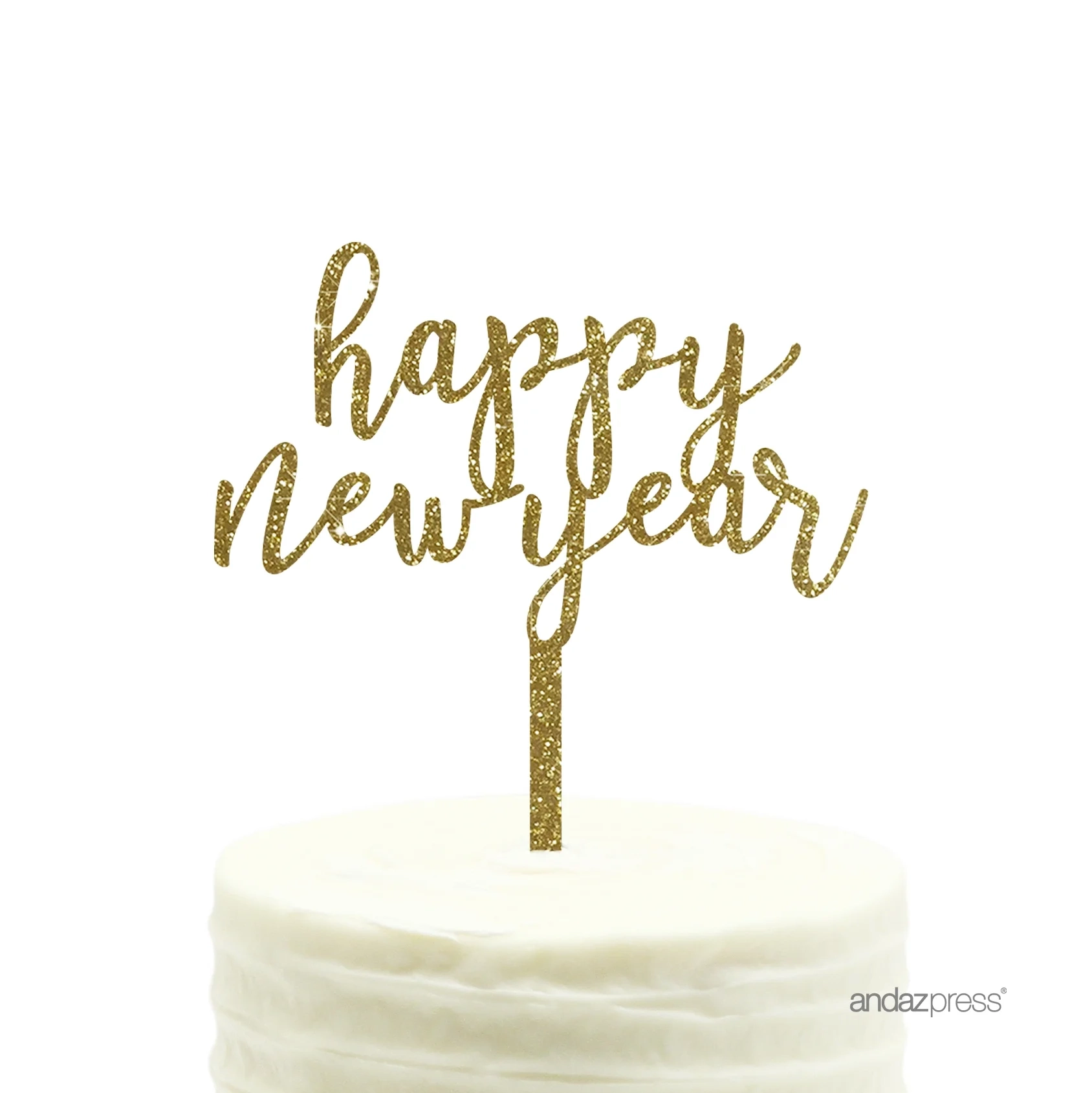 Gold Glitter Happy New Year Acrylic Cake Topper Gold Glitter Happy New Year Acrylic Cake Topper