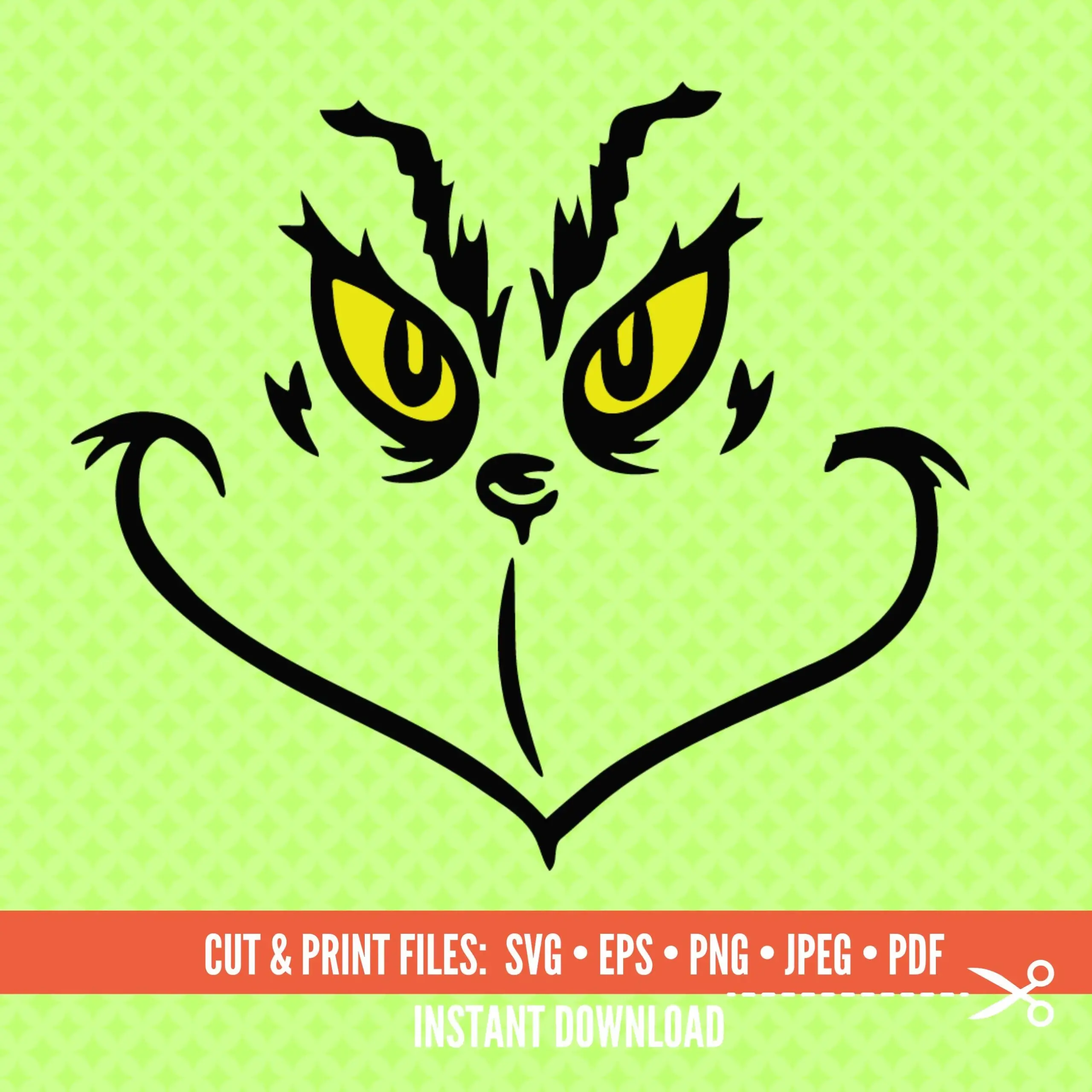Grinch Grinning Face Svg Cut File Png Ai
