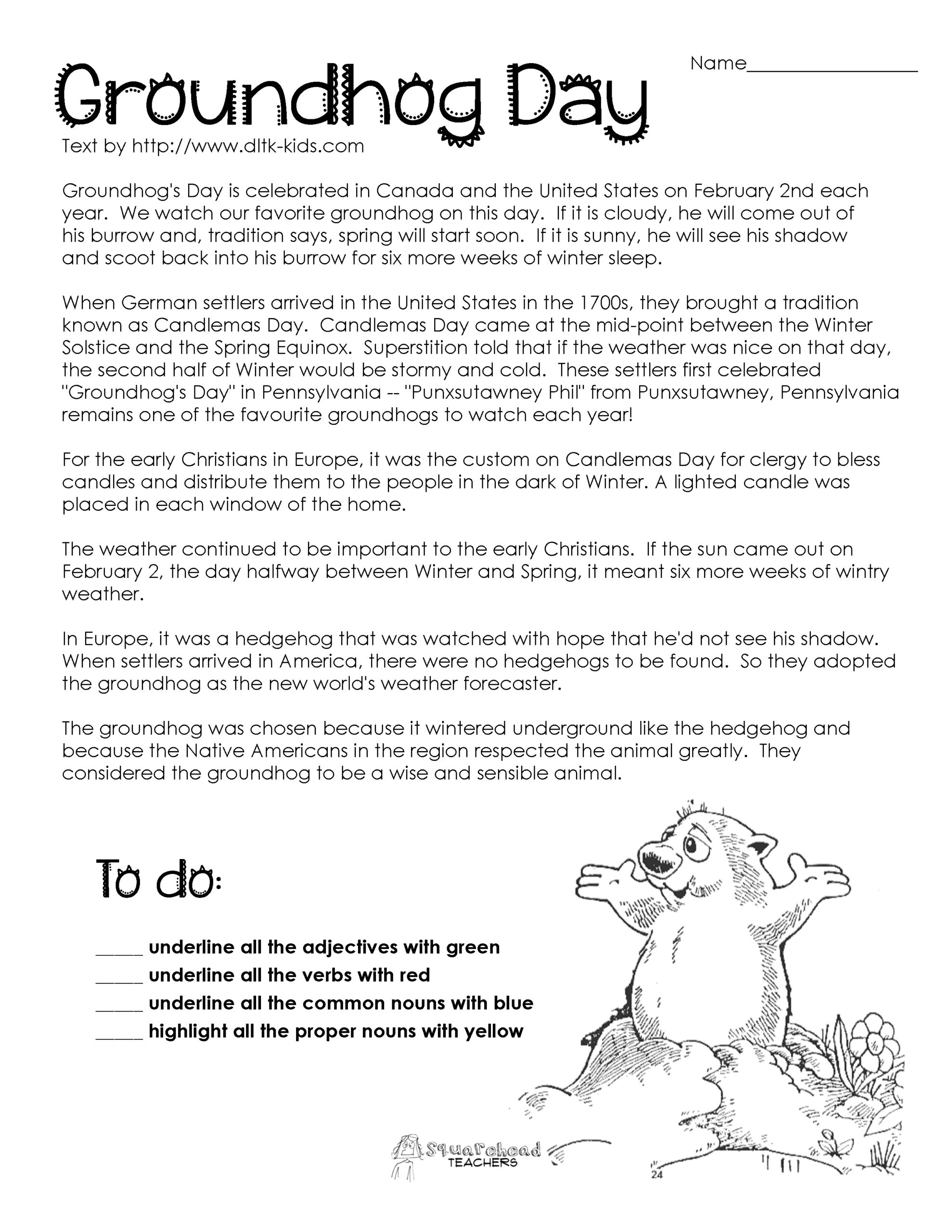 Groundhog Day Activity Groundhog Day Activity