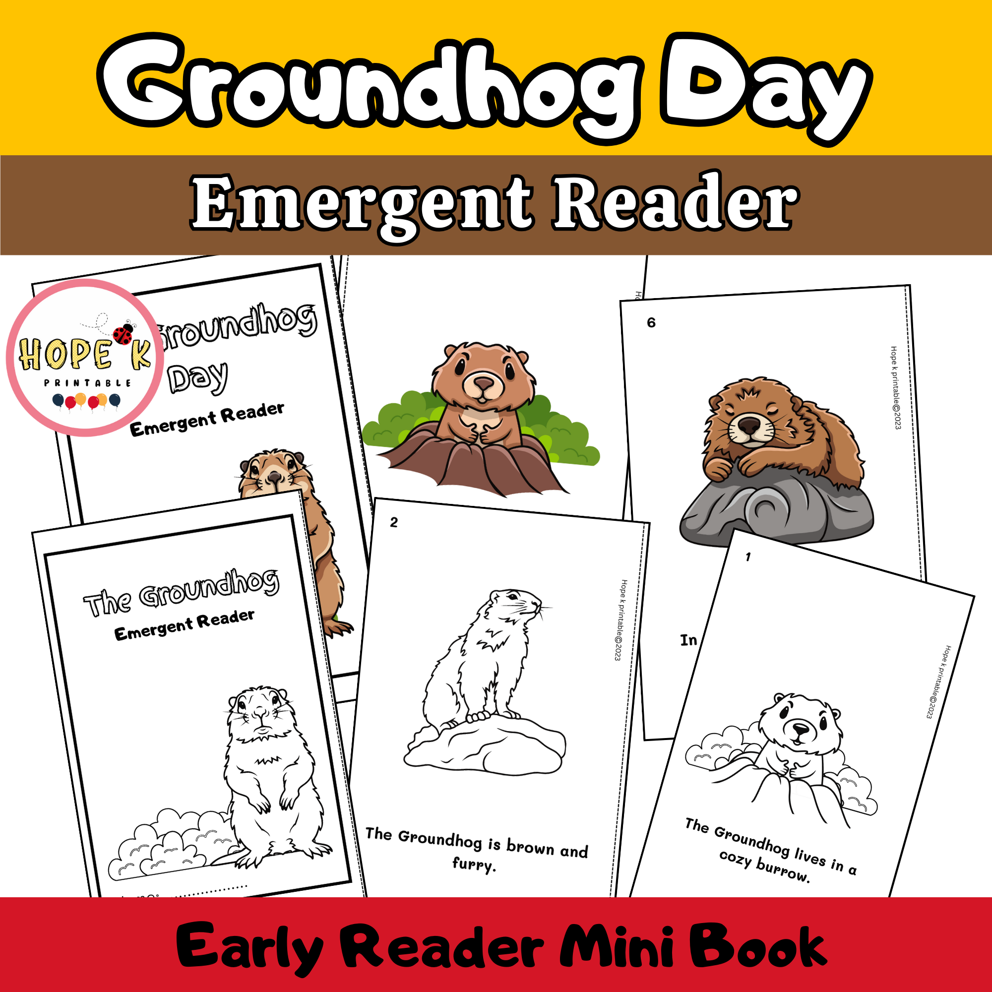 Groundhog Day Emergent Reader Book And Activities Early Reader Mini Book