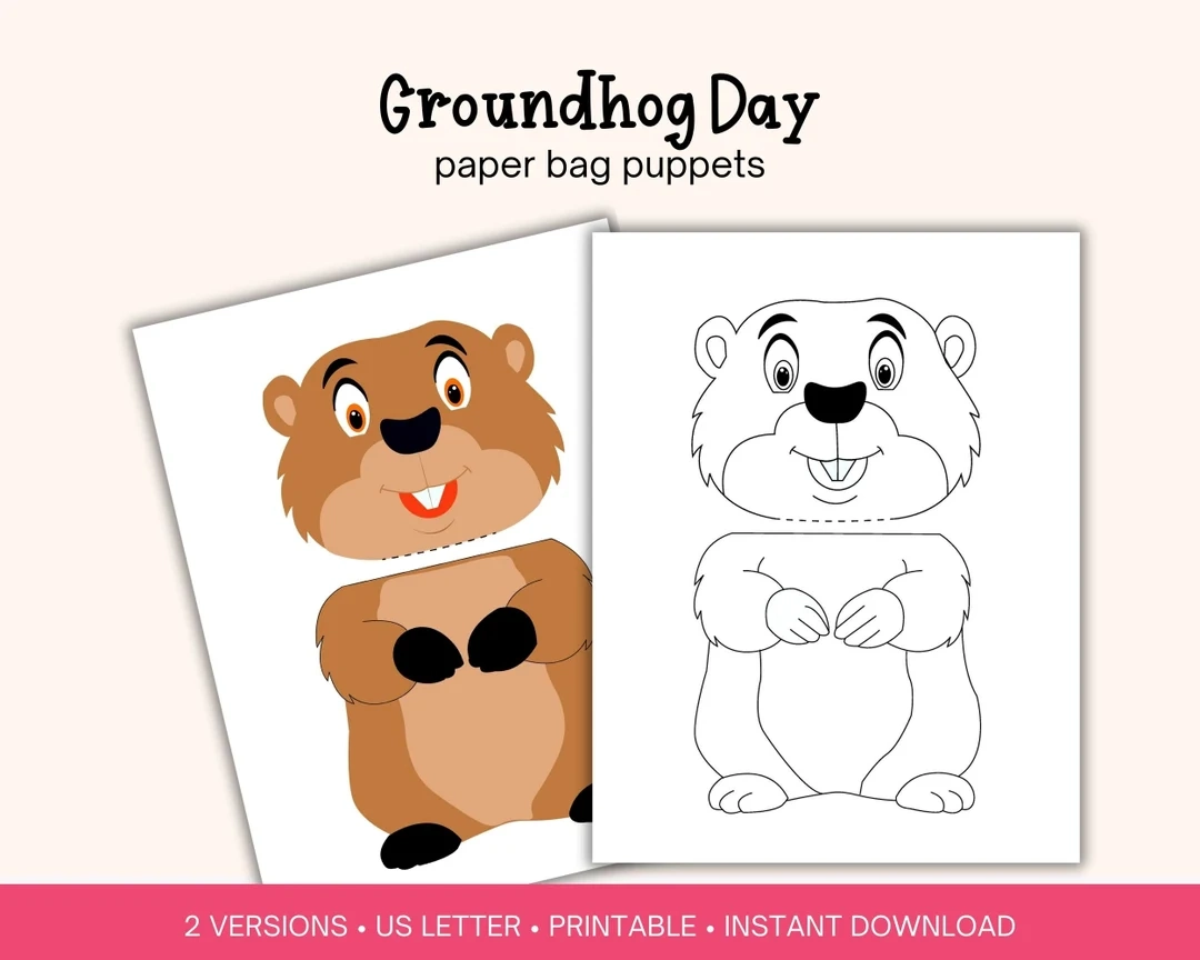 Groundhog Day Paper Bag Puppet Printable