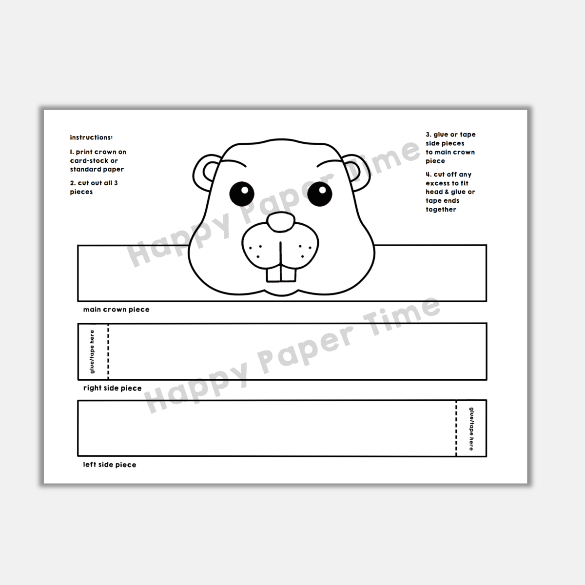 Groundhog Day Paper Crown Headband Printable Coloring Craft Activity For Kids 3 Groundhog Day Paper Crown Headband Printable Coloring Craft Activity For Kids 3