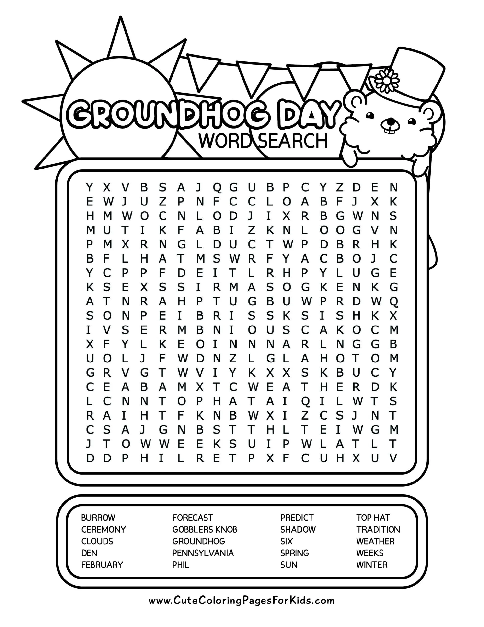 Groundhog Day Word Search