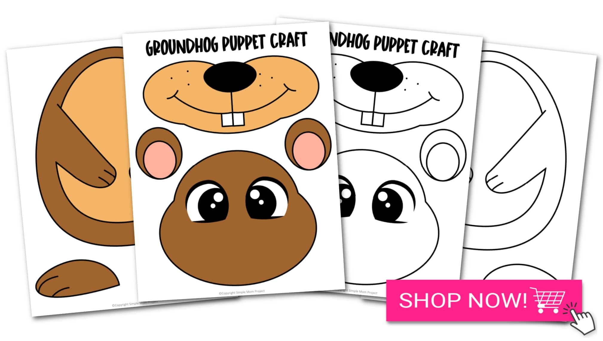 free printable groundhog puppet template