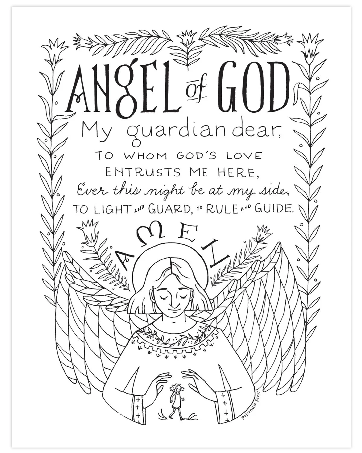 Guardian Angel Prayer Pdf Coloring Sheet Guardian Angel Prayer Pdf Coloring Sheet