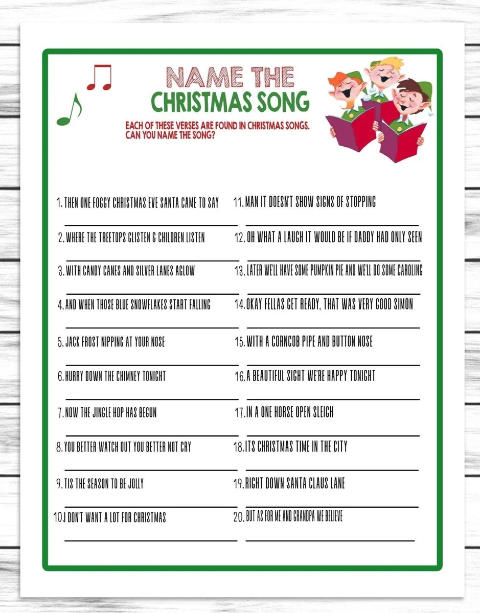 Guess The Christmas Song Game Xmas 01670 Guess The Christmas Song Game Xmas 01670