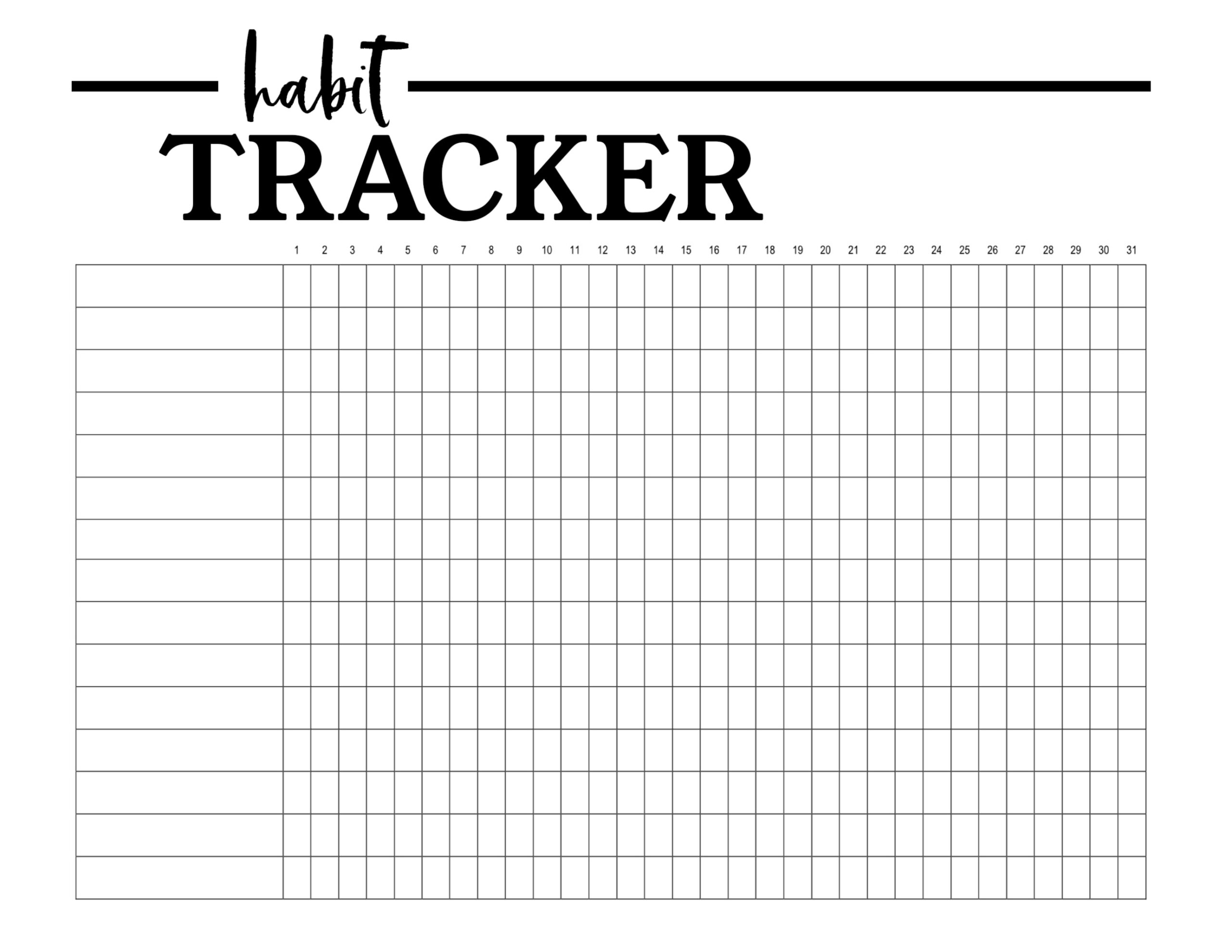 Habit Tracker Printable Planner Template