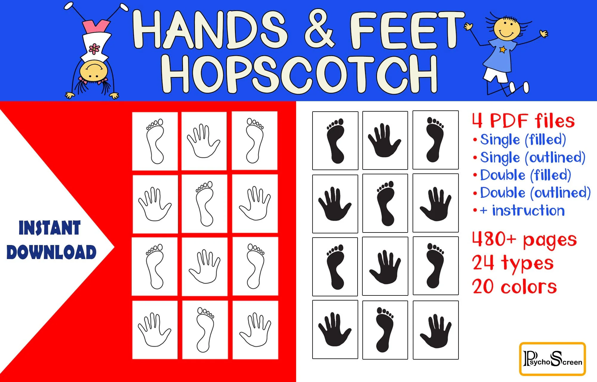 Hands And Feet Hopscotch Printable