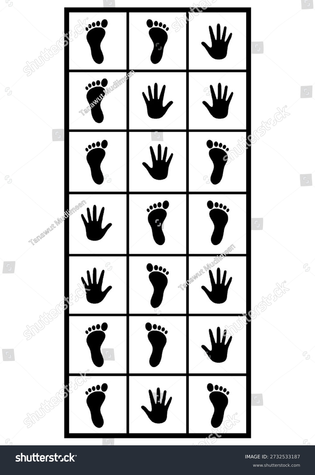 Hands Feet Hopscotch Game Template Hand 2732533187