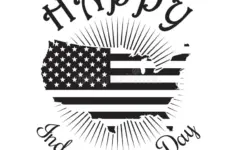Happy 4th July Black White