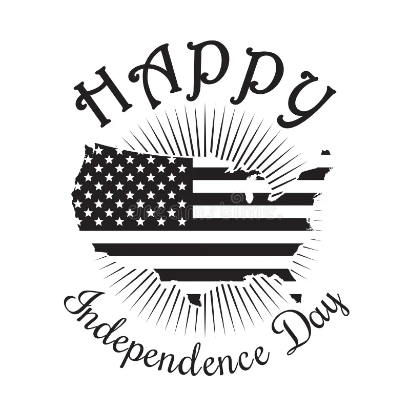 Happy 4th July Black White