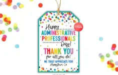 Happy Administrative Professionals Day Gift Tag Office Staff Assistant Appreciation Thank You Favor Treat Bag Recognition Week