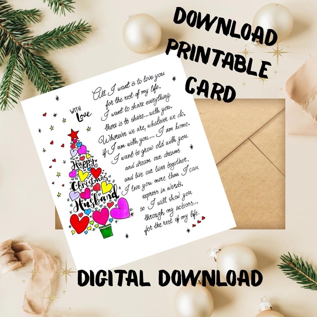 free printable christmas card for my husband