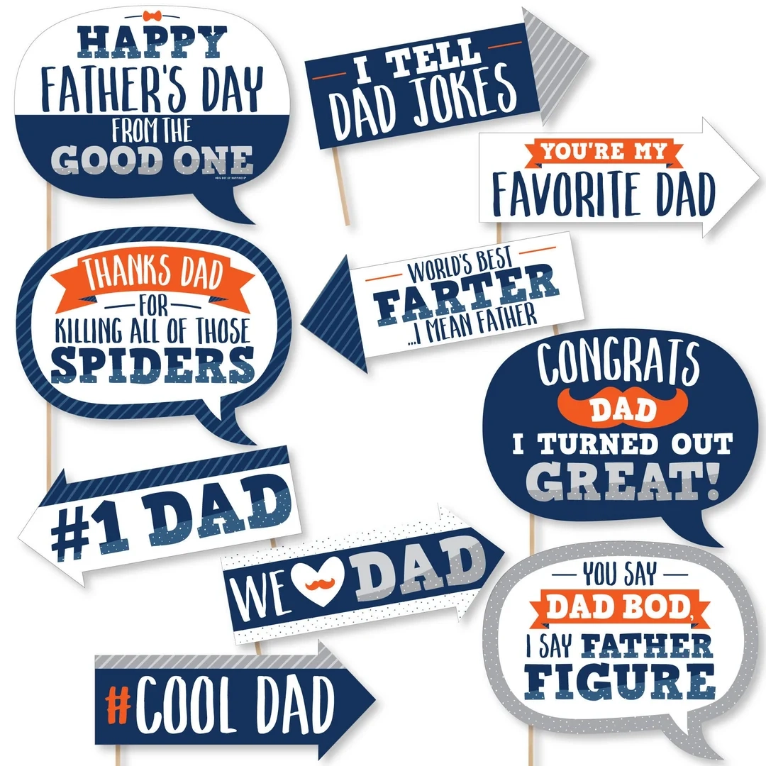 Happy Fathers Day 10 Piece Photo Booth Prop Kit