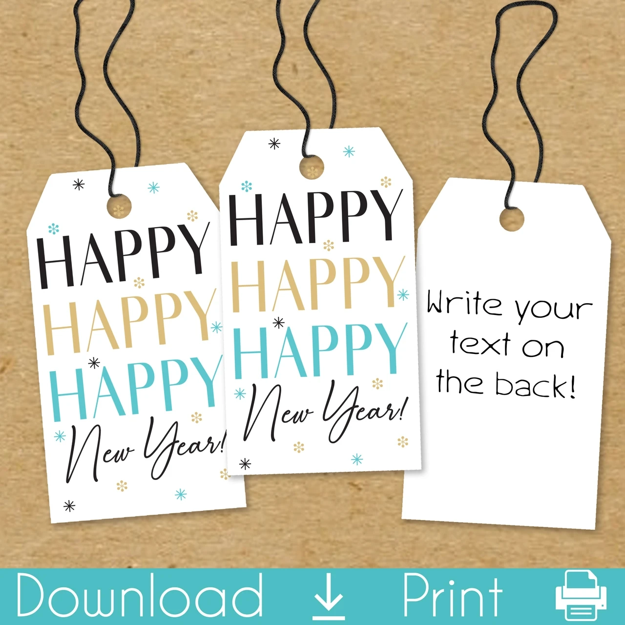 Happy Happy New Year Printable Party Favor Tags Instant Download Happy Happy New Year Printable Party Favor Tags Instant Download