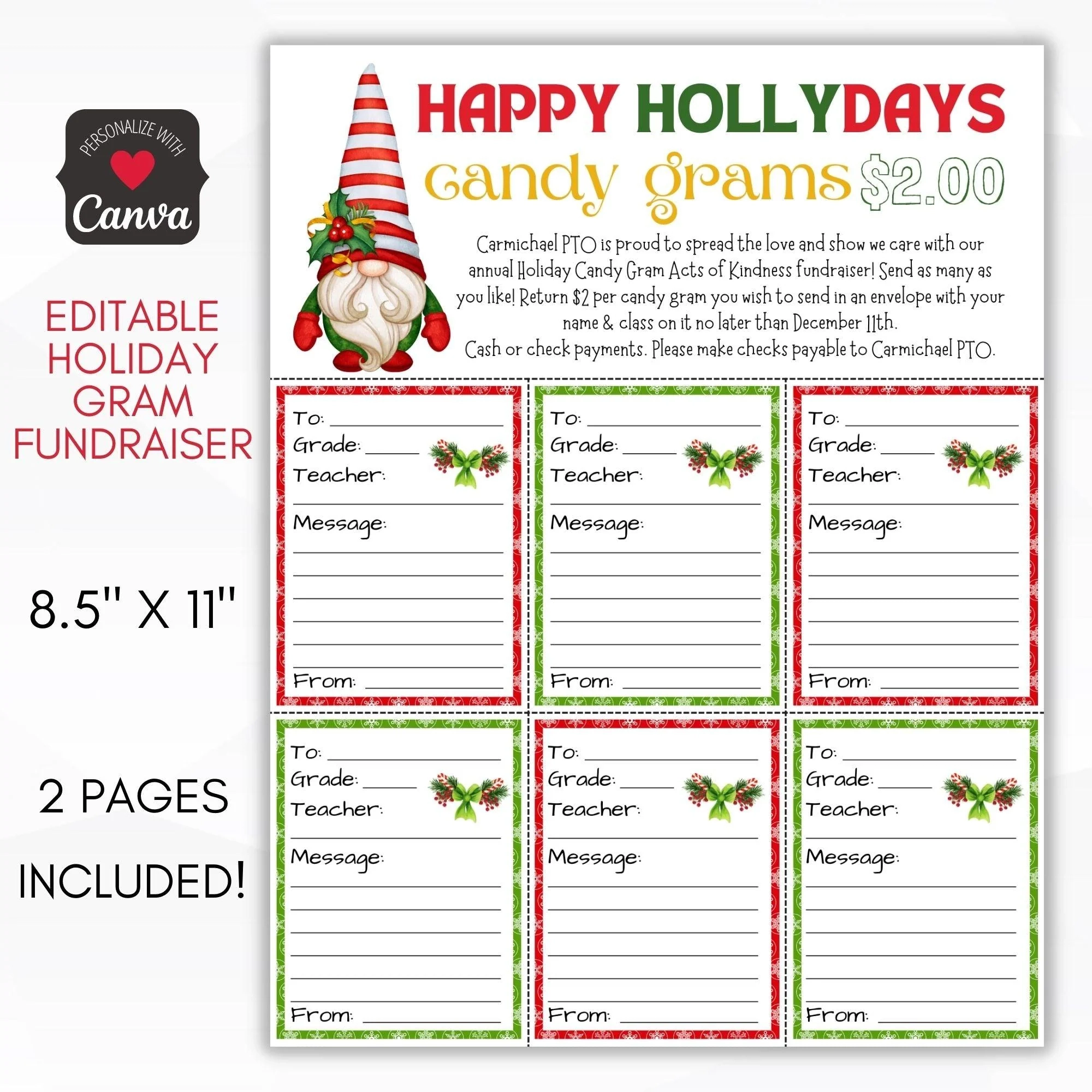 printable christmas candy grams