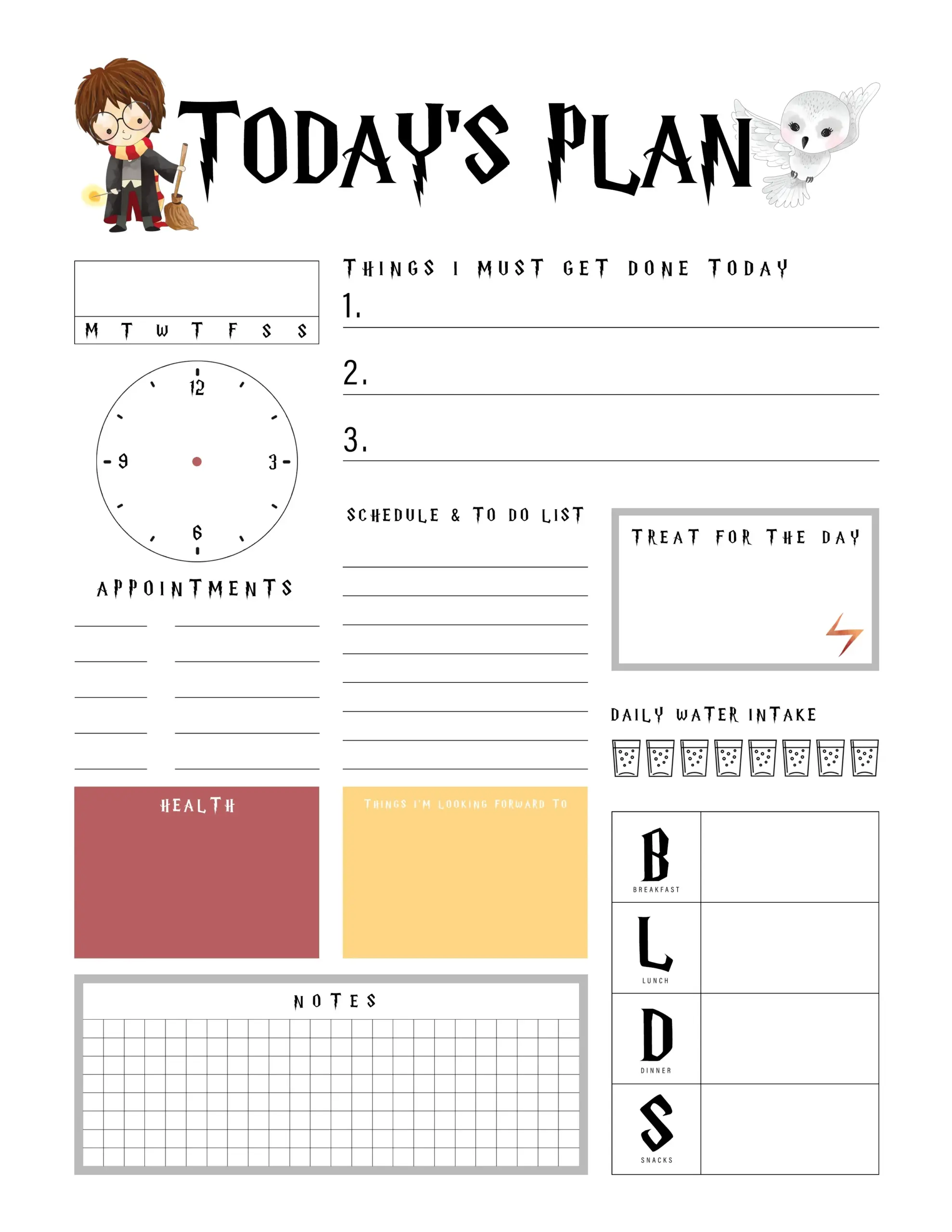 Harry Potter Free Printable Daily Planner