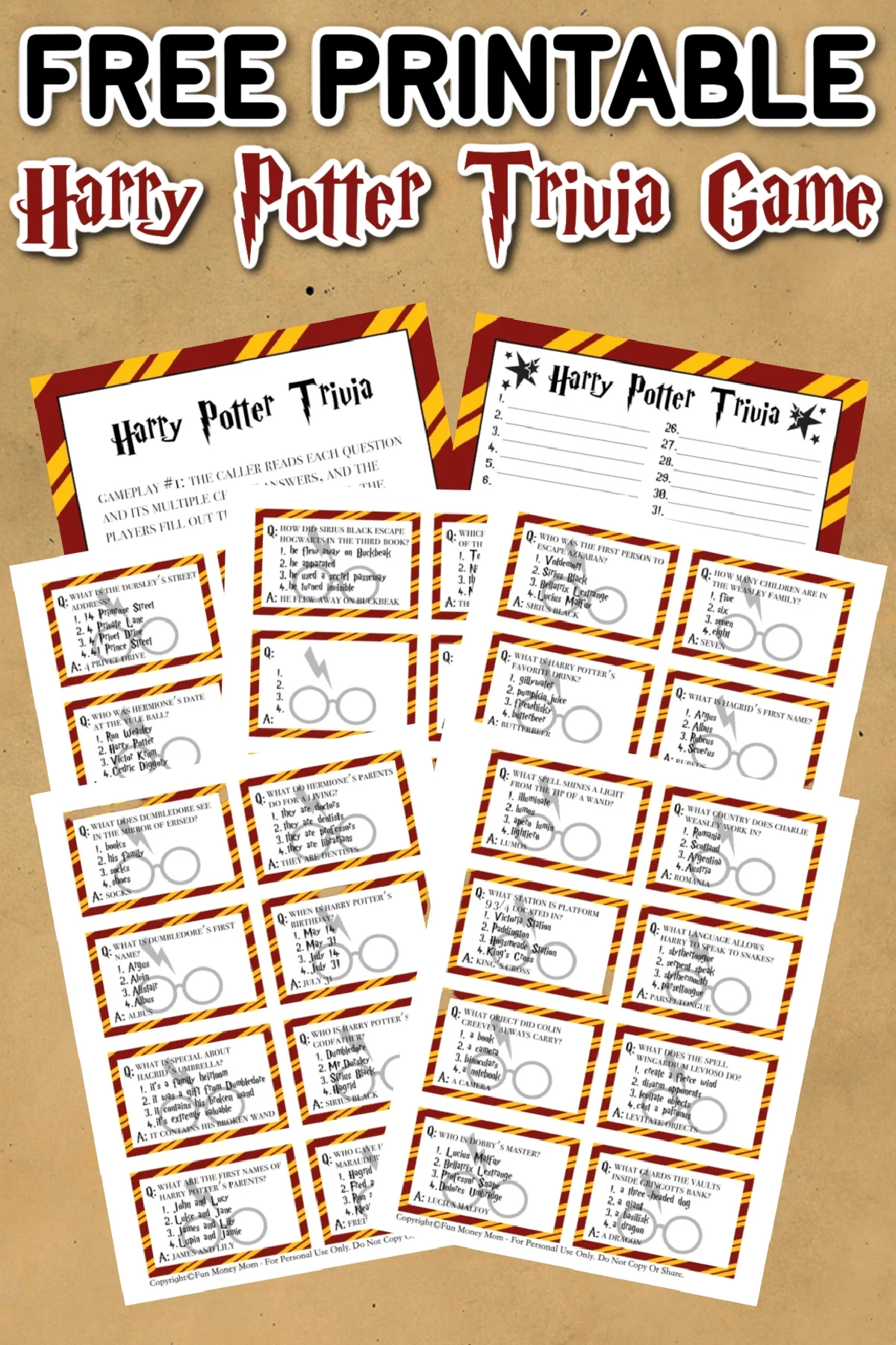 Harry Potter Trivia Questions And Answers Free Printable Harry Potter Trivia Questions And Answers Free Printable