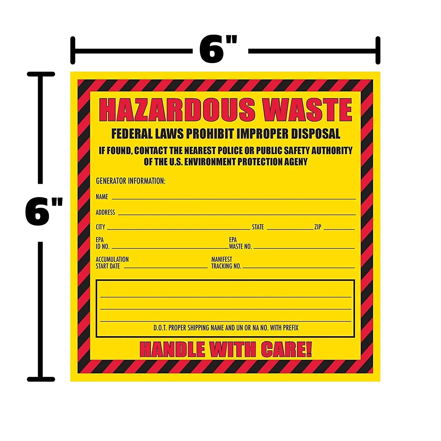 Hazardous Waste Label 6 X 6 Self Adhesive Hazardous Waste Label 6 X 6 Self Adhesive