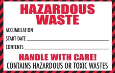 Hazardous Waste Label With Handle With Care 4x6