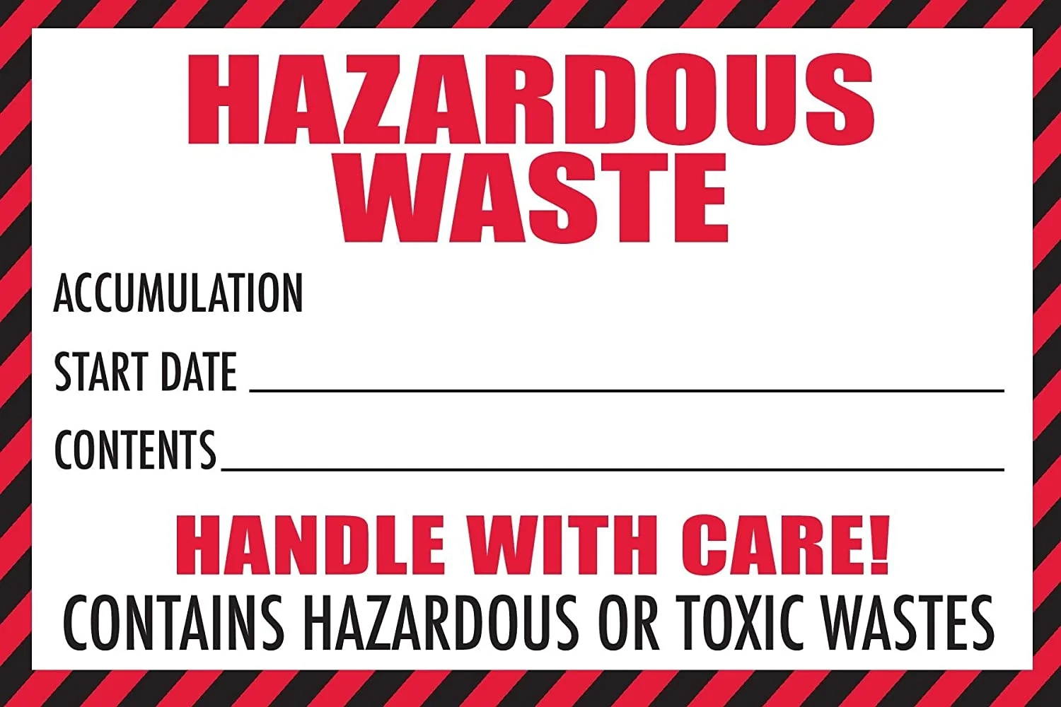 Hazardous Waste Label With Handle With Care 4x6 Hazardous Waste Label With Handle With Care 4x6