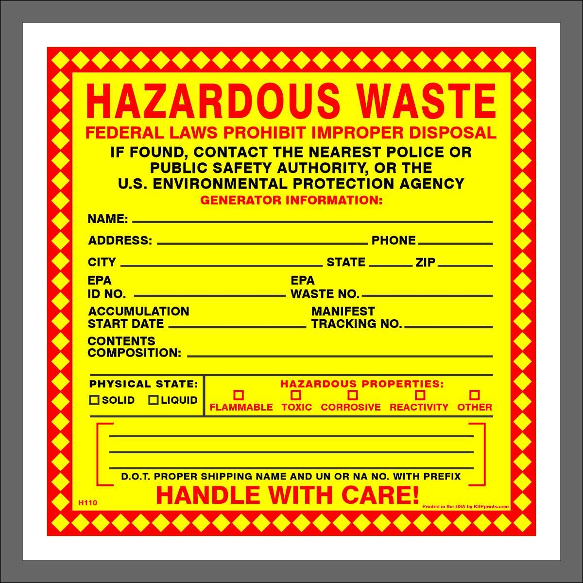Hazardous Waste Label Hazardous Waste Label
