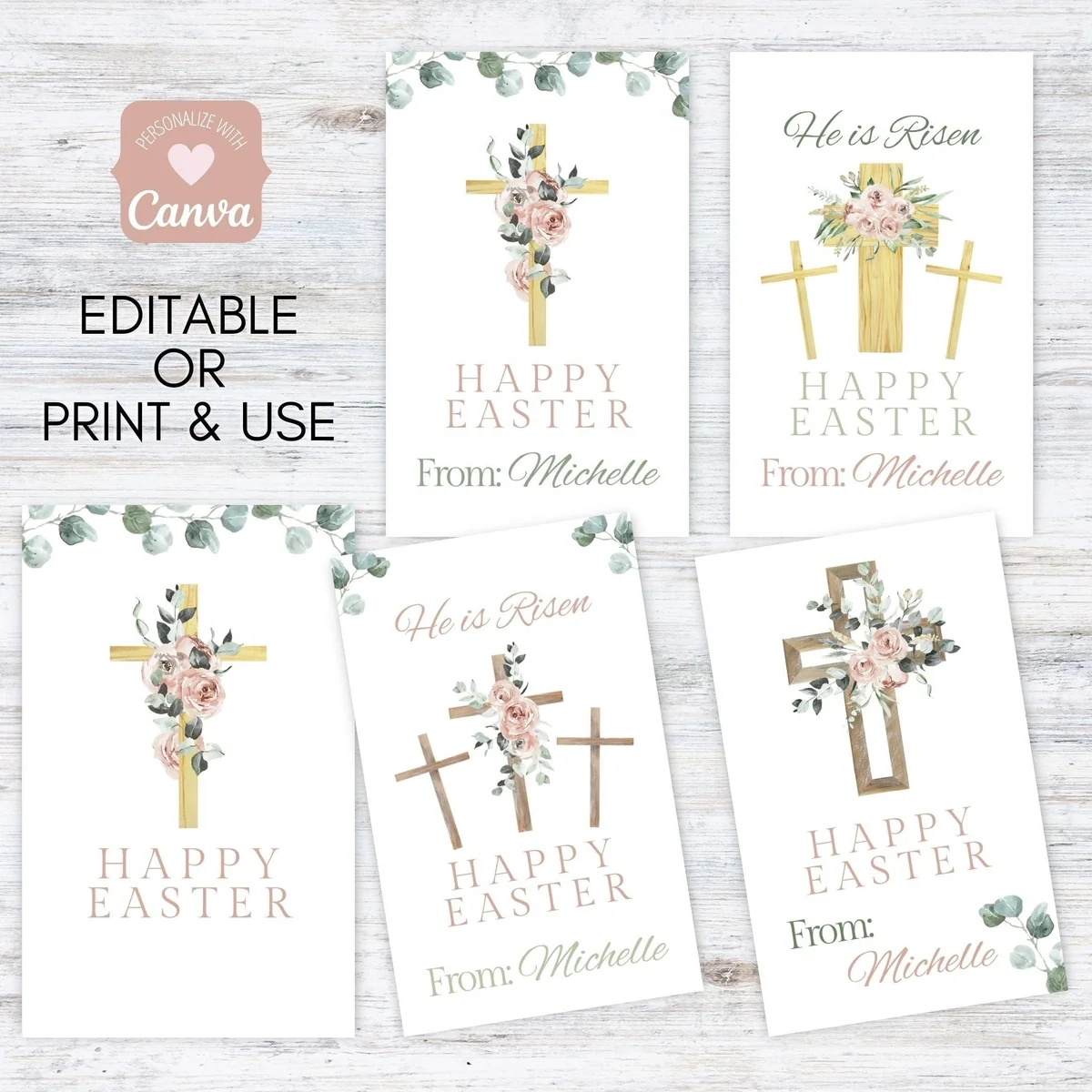 He Is Risen Easter Gift Tag Editable