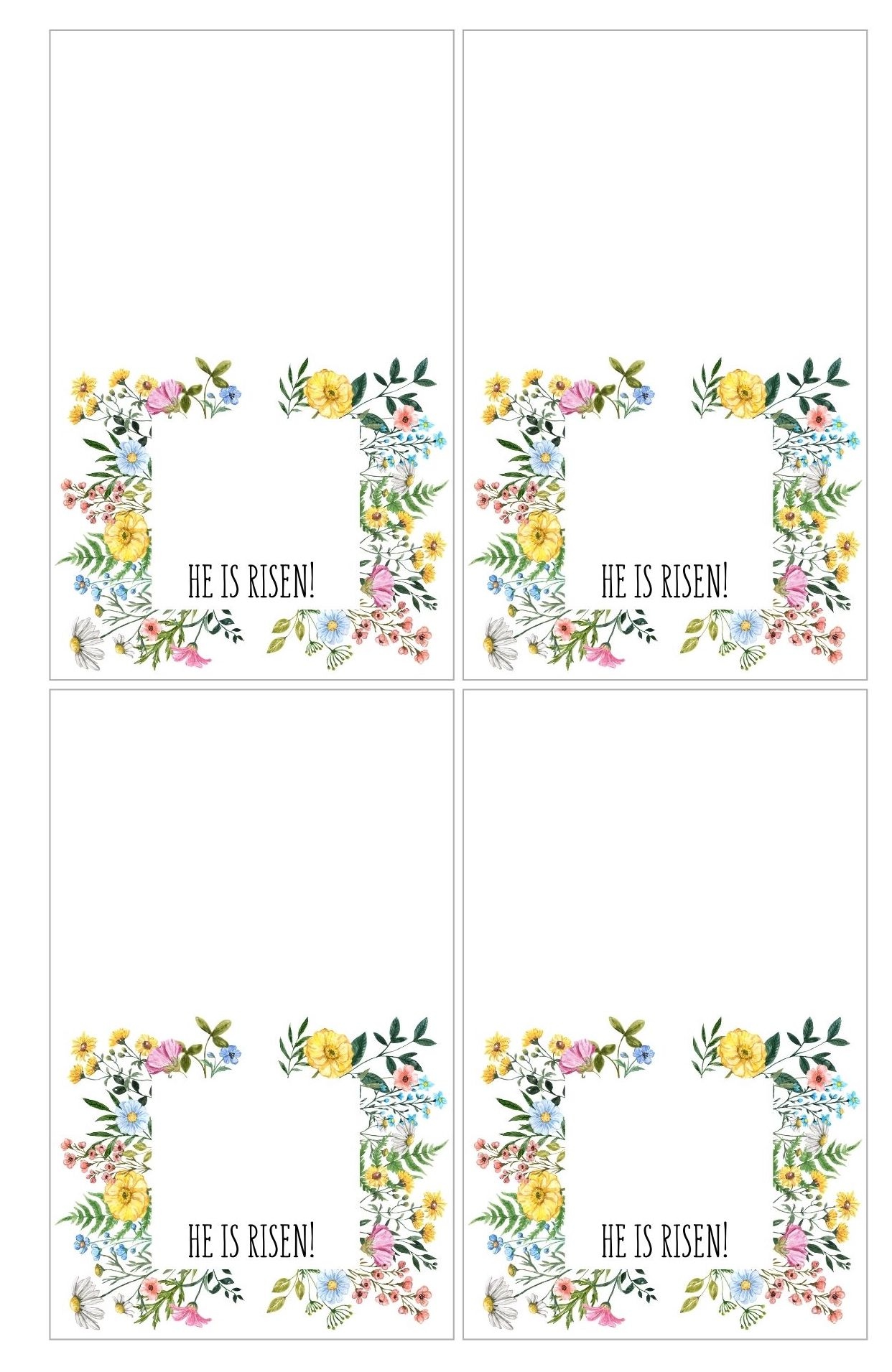 He Is Risen Floral Easter Place Cards Free Printable