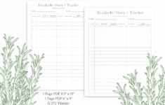 Headache Diary Pain Migraine Log