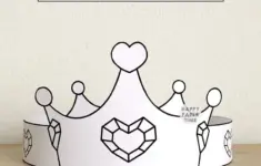 Heart Princess Paper Crown For Coloring