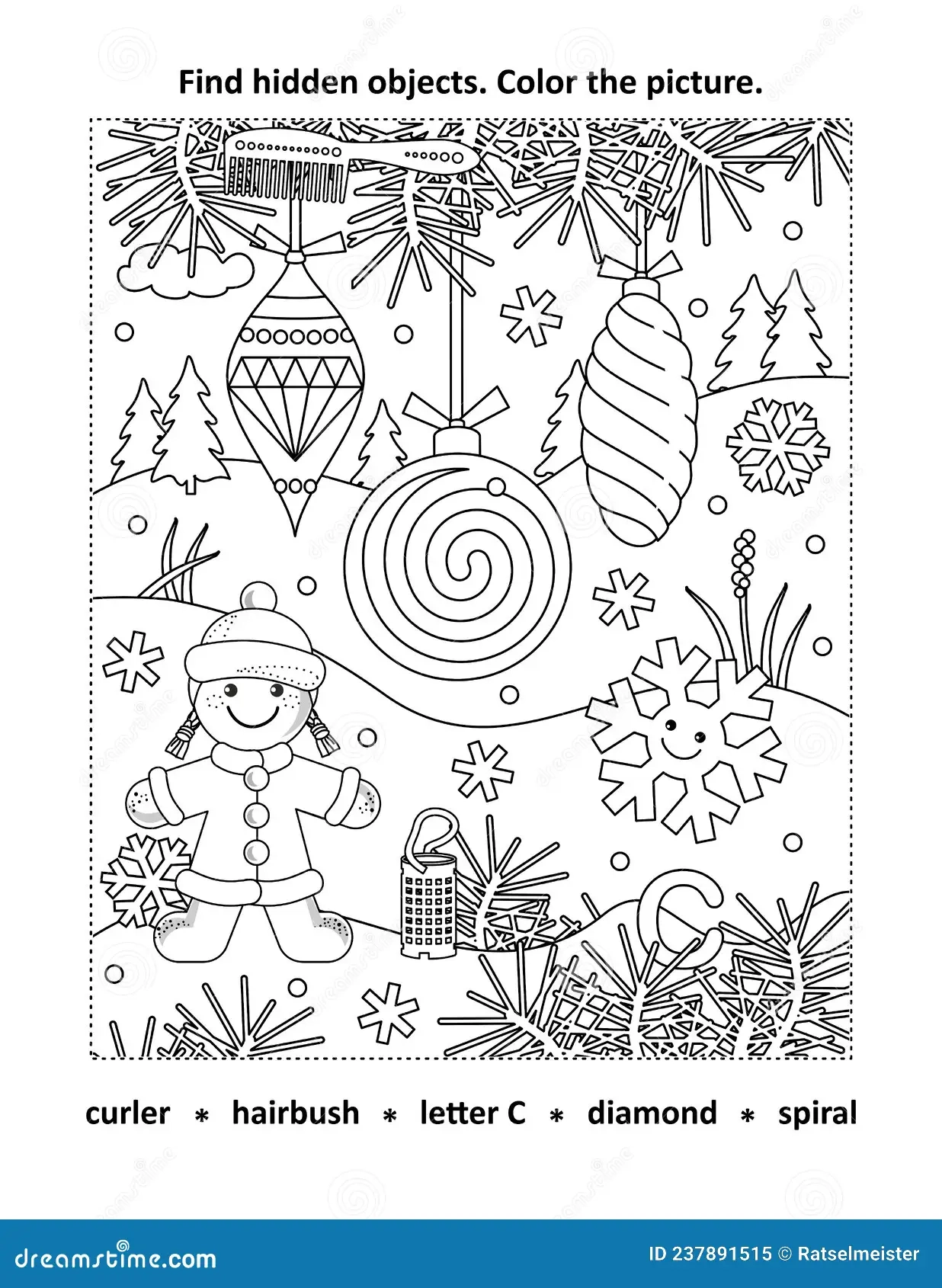 christmas hidden objects worksheets