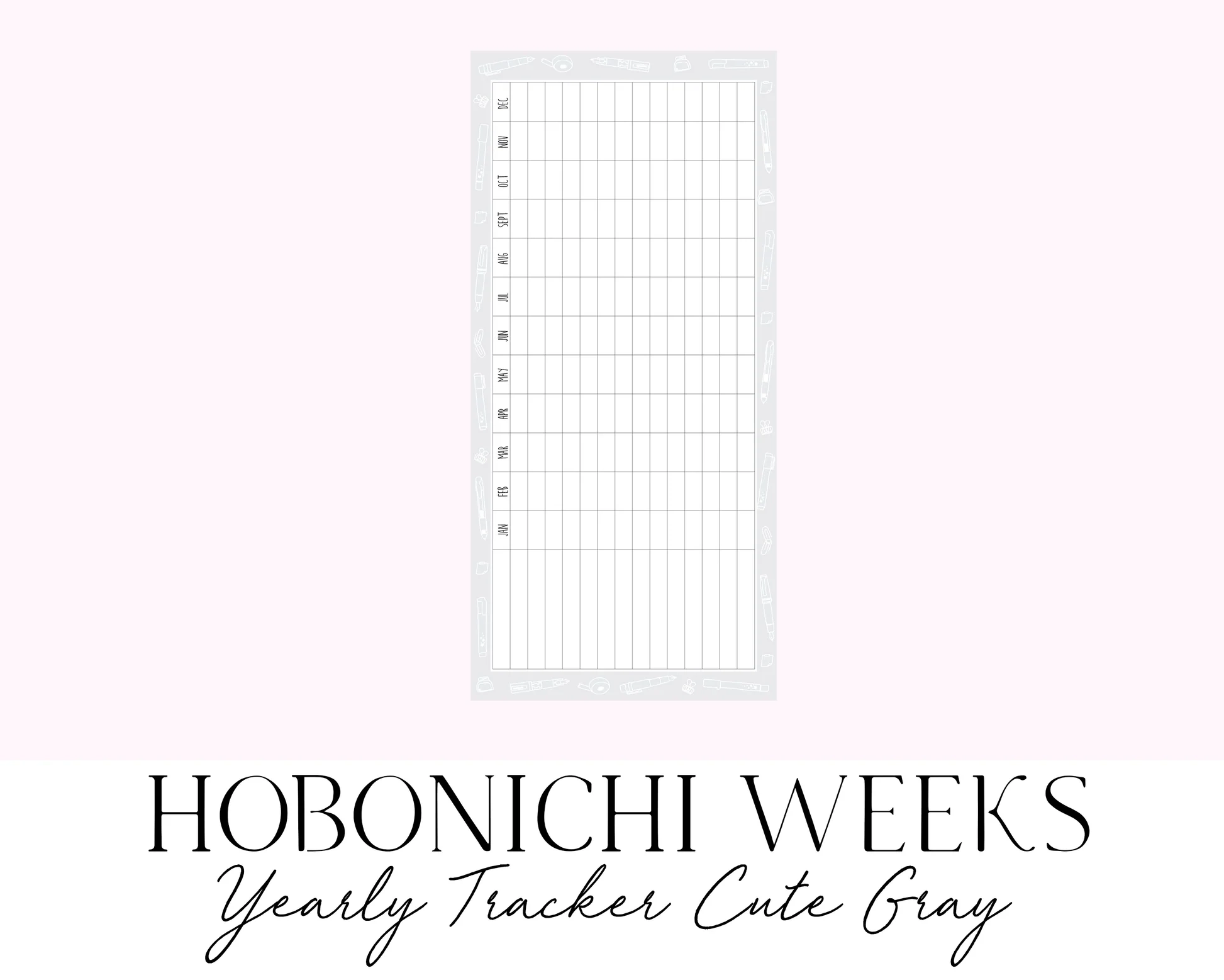 Hobonichi Weeks Yearly Tracker Cute Gray Full Page Printable Stickers