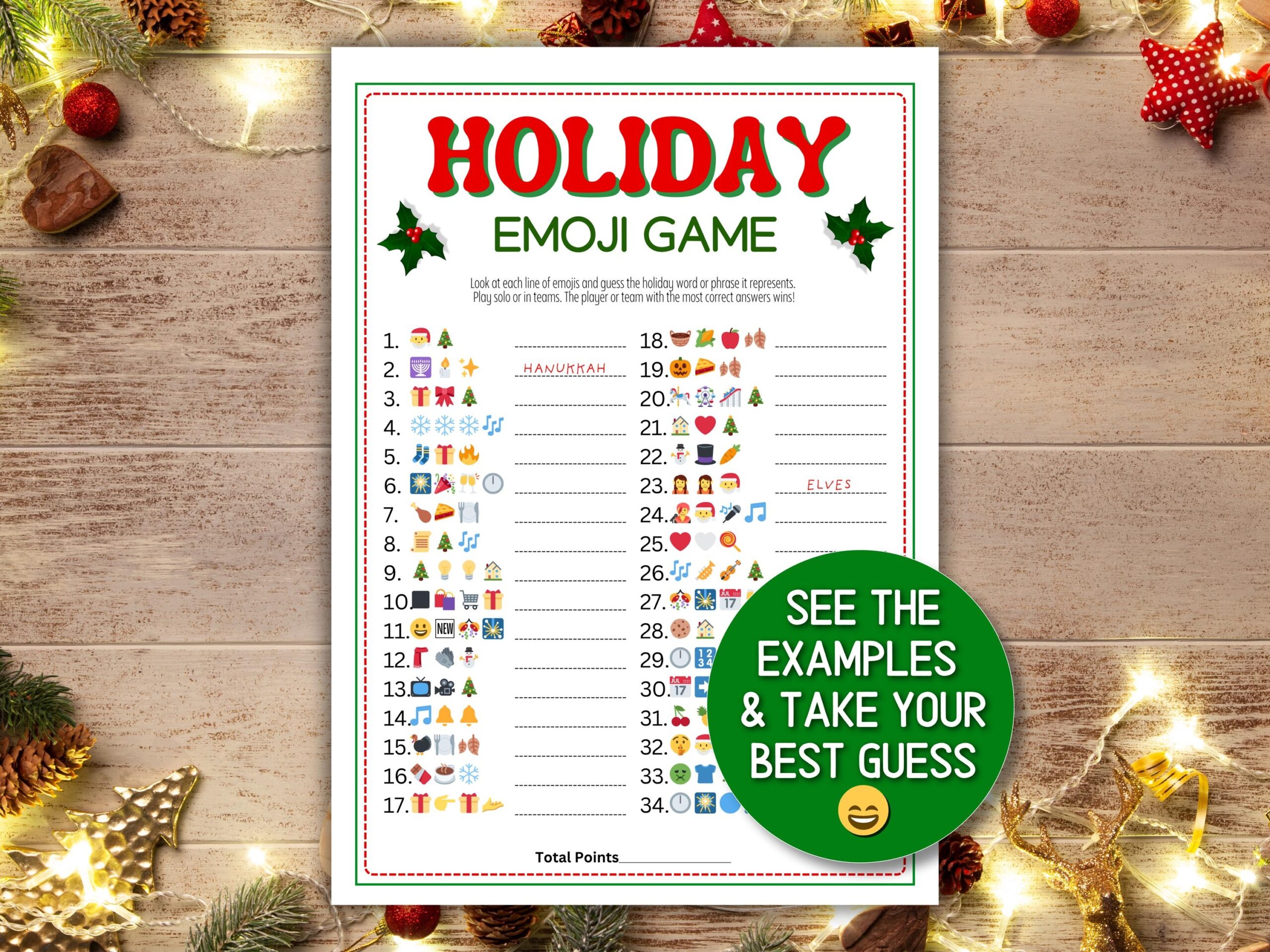 Holiday Emoji Game Printable Trivia Xmas