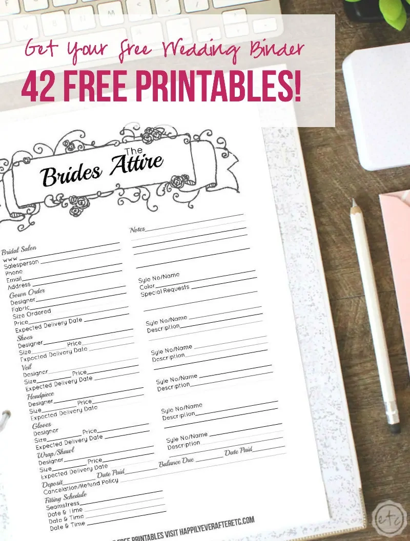 How To Put Together Your Perfect Free Wedding Binder 42 Free Wedding Printables