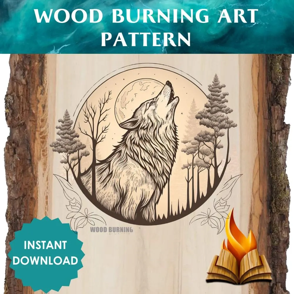 Howling Wolf Wood Burning Pattern