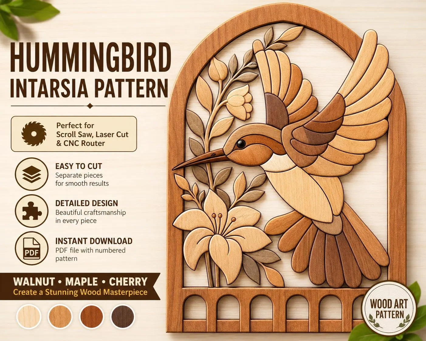 Hummingbird Intarsia Pattern
