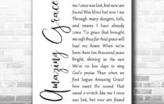 Hymn Amazing Grace White Script Song Lyric Print